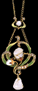 Pendant with Natural Pearls and Enameling
