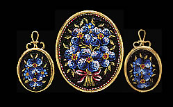 Victorian Micro Mosaic Brooch  and earring set