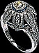 Art Deco Flower Ring with Sapphire Trim