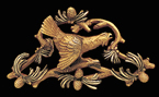 Art Nouveau Gold Bird Brooch Enamel