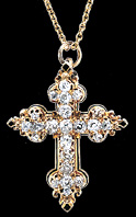 Cross pendant brooch with enamel and  diamond