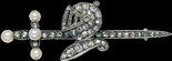 Brooch with Rose Cut Diamonds and Natural Pearls