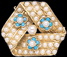 Turquoise and Pearl Brooch