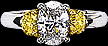 Oval Cut Diamond and 2 Fancy Intense Yellow Diamonds